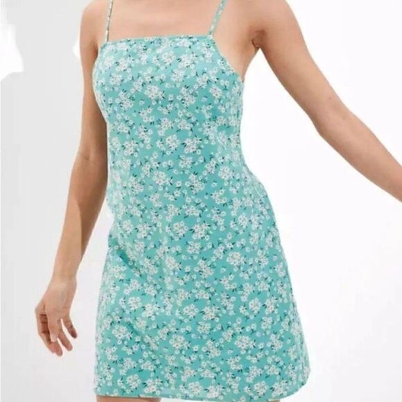 AMERICAN EAGLE OUTFITTERS linen blend summer dress size medium back tie floral - Picture 6 of 11